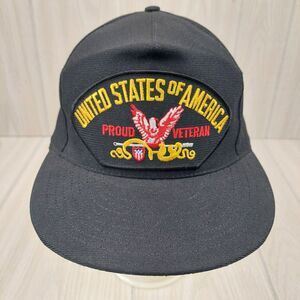 Vintage United States of America Proud Veteran Hat Cap‎ Patch Military Snapback